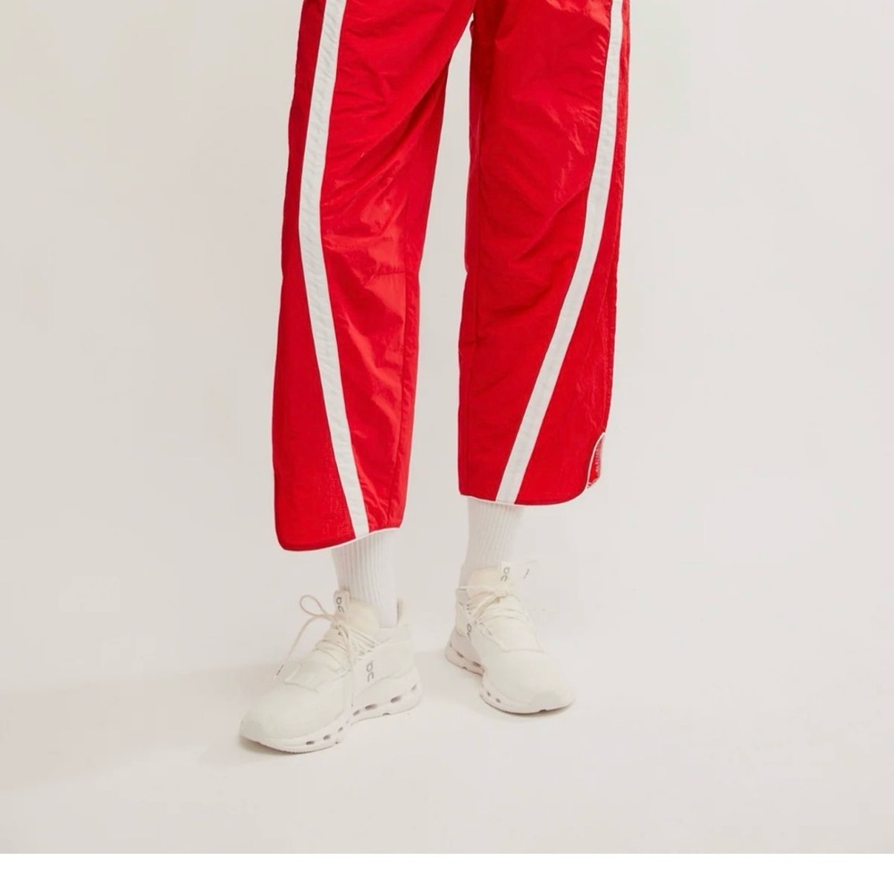 Free People FP Movement Champ is Here - Red Track Pants with White Stripes